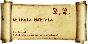 Wilheim Mária névjegykártya