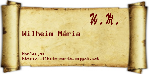 Wilheim Mária névjegykártya